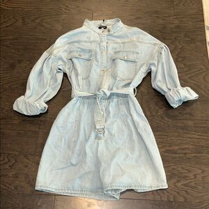 Boohoo Sky Blue Denim Shorts Jumpsuit